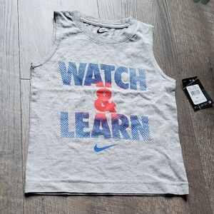 Nike Kids Gray Tank Top with Red and Blue Print